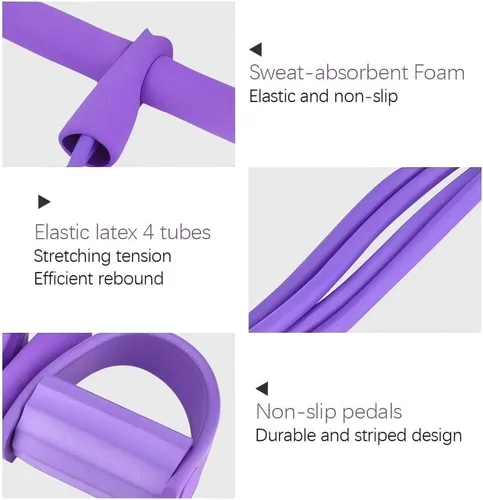 Vista 3 de 21 Bandas de Resistencia Fitness - 4 Tubo Pedal Tirador de Tobillo 2025 Bandas de Estiramiento Mejoradas para Ejercicio, Equipo de Sentadillas