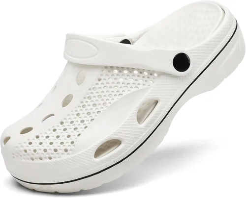 Vista 6 de VZQ Zuecos con soporte de arco para mujeres y hombres, pantuflas de jardín, sandalias de playa para exteriores, con plantillas de pies para fascitis
