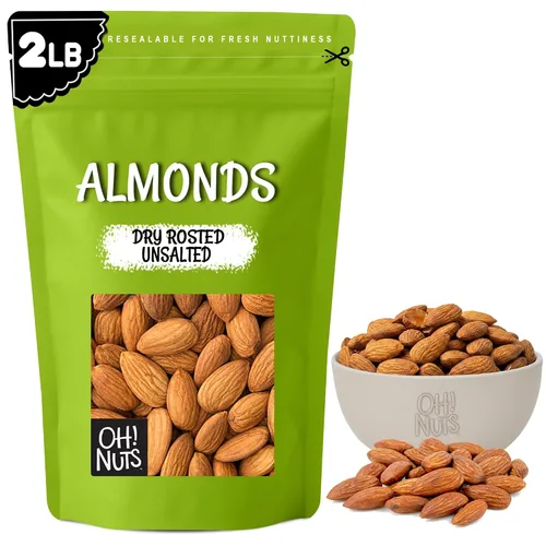 Vista 13 de Oh! Nuts Almendras tostadas en seco saladas - 1 libra - Almendras recién tostadas y saladas al horno - Envasadas en bolsa con cierre de cremallera