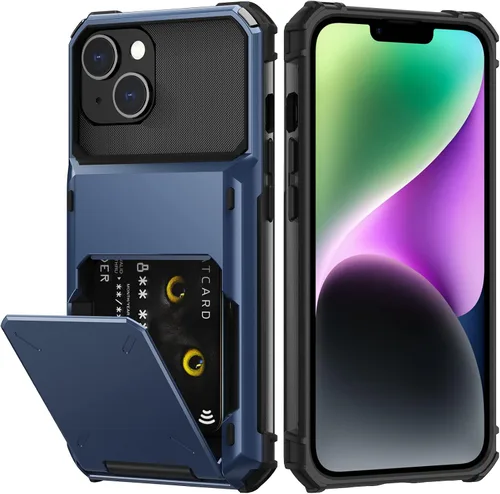 Vista 36 de Nvollnoe Funda para iPhone 14 con tarjetero [almacena 5 tarjetas] Funda tipo cartera de doble capa resistente a prueba de golpes con ranura oculta