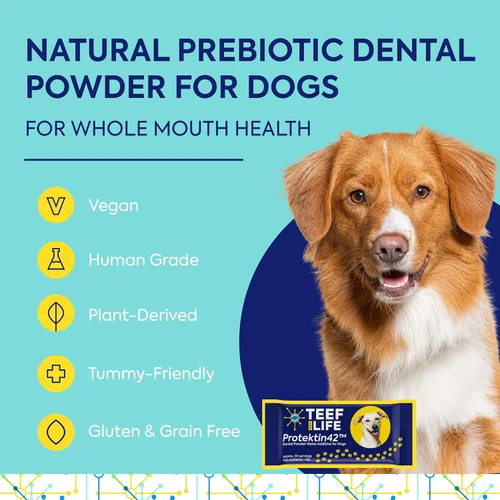 Vista 2 de TEEF for Life Protektin42 - Recambio de polvo dental prebiótico para perros, 30 porciones