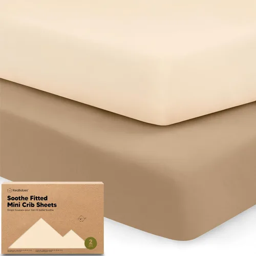 Vista 23 de 2 paquetes de sábanas ajustadas para mini cuna - 38x26 sábanas Pack N Play para colchón Pack and Play, algodón orgánico, ropa de cama transpirable