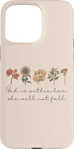 Vista 31 de God is Within Her She Will Not Fall Psalms 46:5 Boho Flowers Case for iPhone 17