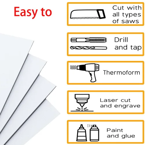 Vista 5 de 4 hojas de plástico ABS blanco, 12 x 12 x 1/16 pulgadas de grosor Flexible Plastic Boards Sheets Moldable Than Plexiglass Acrylic Sheets Plastic