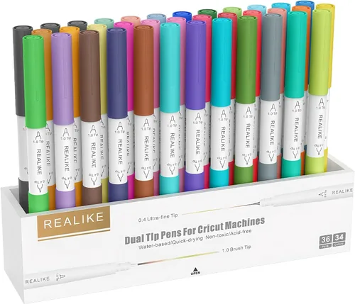 Vista 7 de Realike - Juego de bolígrafos de doble punta compatibles con Cricut Maker 3/Maker 4/Maker/Explore 3/4/Air 2/Air, juego de 24 bolígrafos de punta