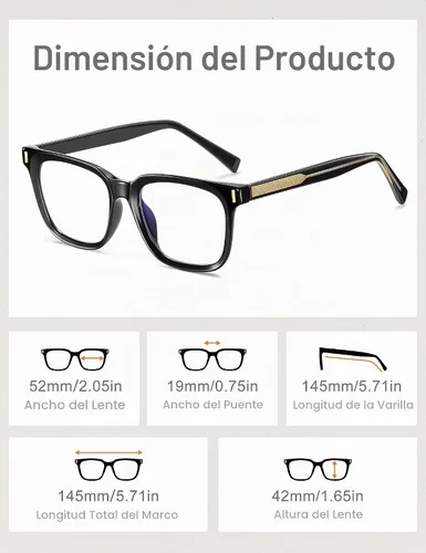 Vista 5 de Madison Avenue Gafas de bloqueo de luz azul con estilo cuadrado de moda para mujeres con estuche, elegantes gafas antirreflejos para computadora
