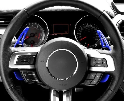 Vista 3 de iJDMTOY Extensiones de paleta grandes de aluminio deportivas compatibles con Ford Mustang 2015-2023 Azul