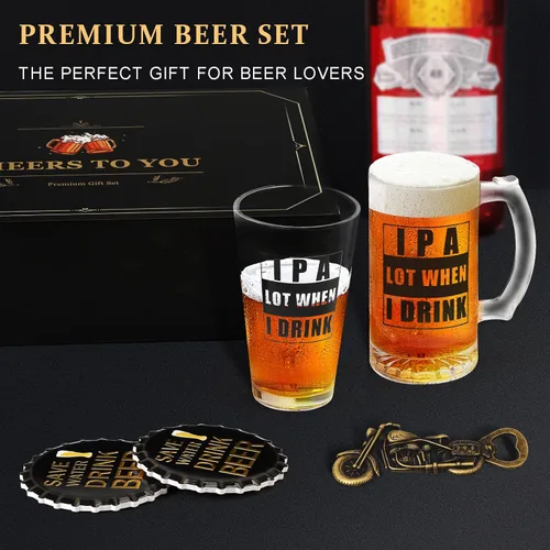 Vista 2 de Regalos de cerveza para hombres, cesta de regalo para amantes de la cerveza, caja de regalo para papá, marido, novio, abuelo, aniversario, boda