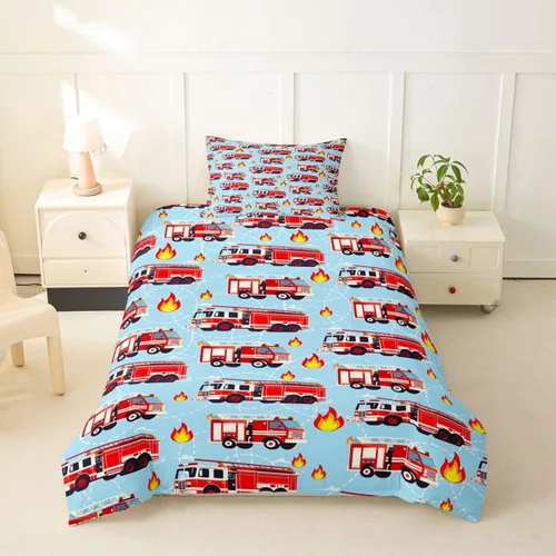 Vista 13 de Erosebridal Juego de ropa de cama de coche deportivo verde para niños, tamaño individual, funda de edredón de autos de carreras para niños