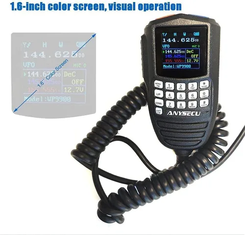 Vista 2 de Anysecu WP-9900 Mini Radio Móvil 25W 200 Canales UHF VHF Doble Banda Base de Coche Radio con Cable de Programación