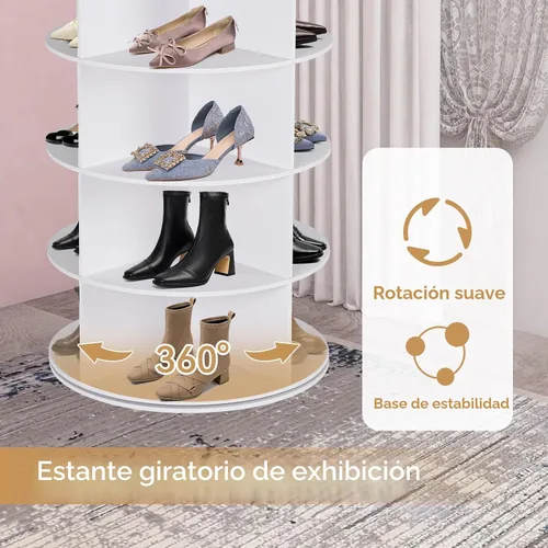 Vista 5 de Zapatero giratorio de 7 niveles, organizador de almacenamiento de zapatos de 360°, color blanco