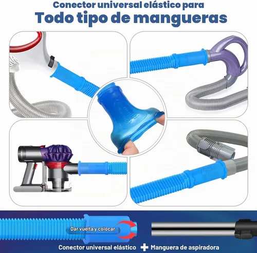 Vista 3 de Kit de limpiador de ventilación de secadora, cepillo de pelusa y manguera Azul