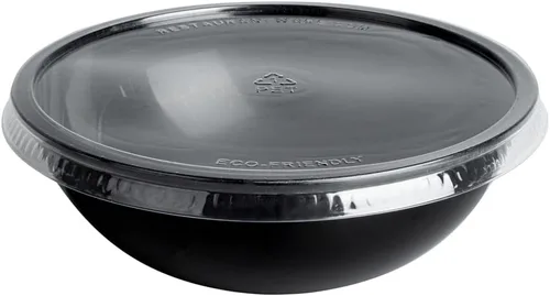 Vista 16 de Restaurantware Ensaladeras de plástico de 21 onzas, 200 cuencos de plástico desechables reciclables, grandes tazones de plástico negro para llevar