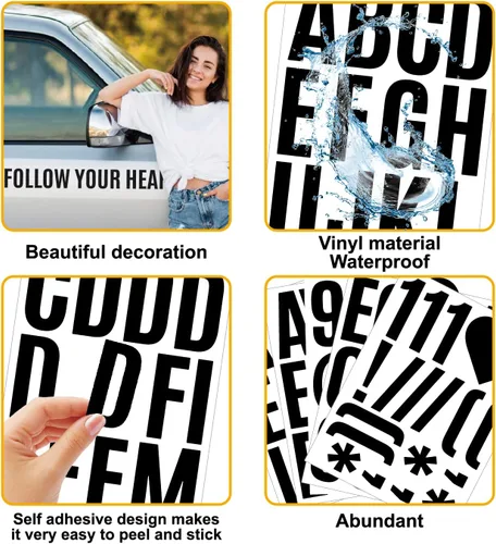 Vista 4 de 24 hojas de 5 cm de letras autoadhesivas en vinilo, letras mayúsculas adhesivas, pegatinas del alfabeto, número 318, letras autoadhesivas, pegatinas