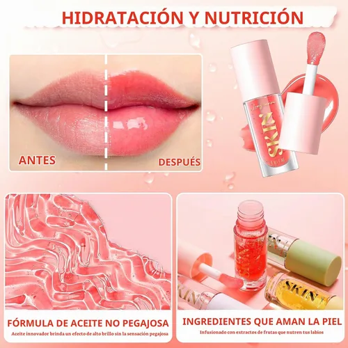 Vista 6 de BANGFENG Big Brush Head - Tinte hidratante para labios con brillo labial, brillo labial hidratante, bálsamo labial tintado, cuidado de labios 1