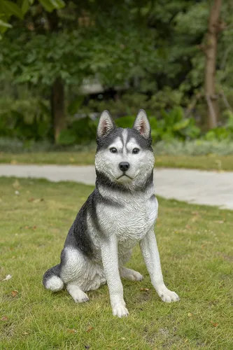 Vista 2 de HI-LINE Gift Ltd. - Husky siberiano grande en blanco y negro sentado