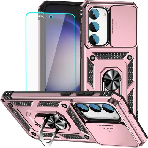 Vista 40 de HNHYGETE Funda para Samsung A13 5G, Galaxy A13 5G con protector de pantalla, soporte giratorio de grado militar de 360° (resistente), fundas Negro