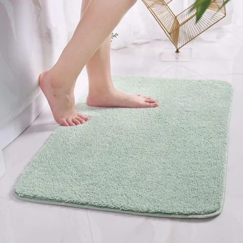 Vista 9 de Alfombra de baño de 16 x 24 pulgadas, microfibra de felpa lanuda absorbente de agua, lavable a máquina, antideslizante y suave, color azul oscuro