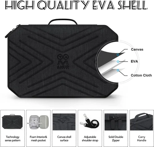 Vista 2 de GOYERRNES Funda de transporte para auriculares de realidad virtual para OculusMeta Quest 2, funda portátil de viaje duro versión Elite compatible
