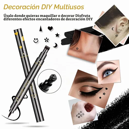Vista 8 de LOKFAR Juego de 6 delineadores de ojos líquidos de doble cara, delineadores de ojos para mujer, impermeables, delineadores de ojos negros