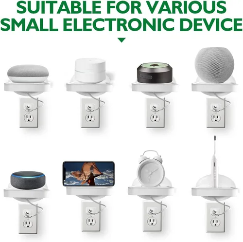 Vista 7 de Soporte de estante para enchufe, decoración de baño con gestión de cables integrada, una solución de ahorro de espacio para Homepod Mini, Google
