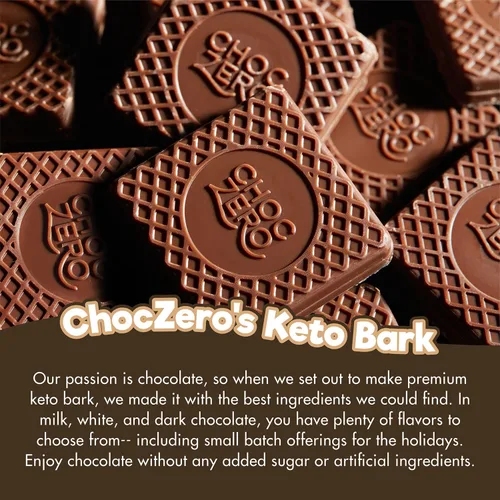 Vista 4 de ChocZero Corteza de almendras de chocolate con leche, sin azúcar añadida, baja en carbohidratos, alta fibra, apta para dieta cetogénica, sin