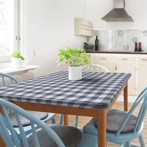 Vista 22 de Sorfey Mantel ajustado con elástico, vinilo con parte trasera de franela, se adapta a mesa de 24 x 48 pulgadas, rectangular, a prueba de agua, fácil