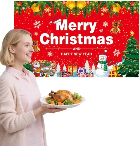Vista 6 de Fondo grande de Feliz Navidad, pancarta de tela para decoración de fiestas de Navidad, 5.9 x 3.6 pies, letrero fotográfico para decoración