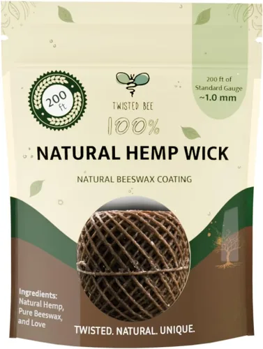 Vista 10 de Mecha de cáñamo 100% natural con revestimiento de cera de abeja natural (autodispensación estándar de 40 pies)