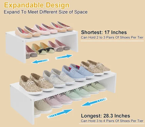 Vista 7 de Cidaziya Zapatero Expandible de 1 Nivel para Zapatero de Armario, Organizador de Zapatero de 1 Nivel Apilable Blanco para Clóset, Estructura Robusta