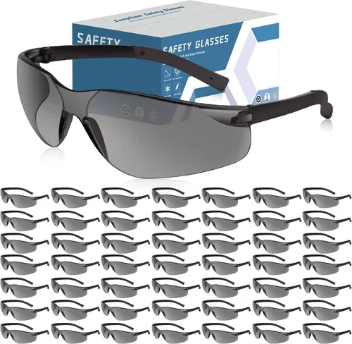 Vista 9 de Gafas de seguridad transparentes a granel de 100, gafas de protección ANSI Z87.1 con resistencia a arañazos e impactos para construcción