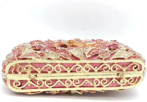 Vista 4 de DEBIMY Elegante bolsa de mano de noche con flores para bodas, fiestas, bolsas de noche con diamantes de imitación para mujeres, cócteles, fiestas