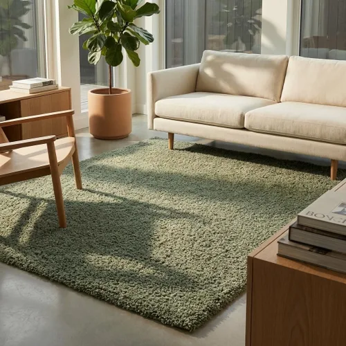 Vista 451 de Unique Loom Colección Davos Shag - Alfombra Lino
