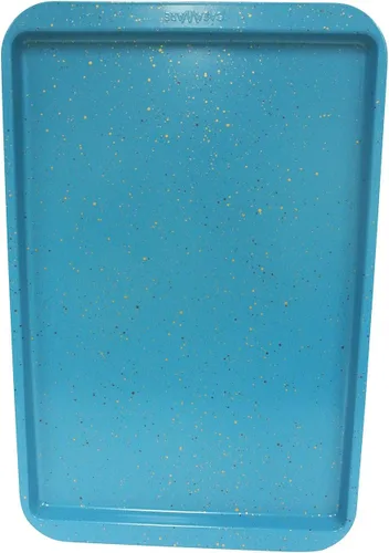 Vista 3 de CasaWare Sartén antiadherente con revestimiento de cerámica para galletas/gelatina de 11 x 17 pulgadas (granito azul)