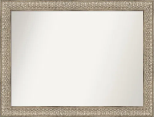 Vista 132 de Amanti Art Espejo de baño plateado para sobre fregadero, 26 x 26 pulgadas, espejo cuadrado de níquel pulido, marco de madera tradicional mediano, se