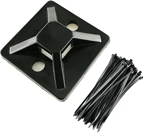 Vista 7 de HS Soportes de sujeción de 3/4 pulgadas autoadhesivos con agujero para tornillo, soporte de base de montaje para bridas de cables (paquete de 100)
