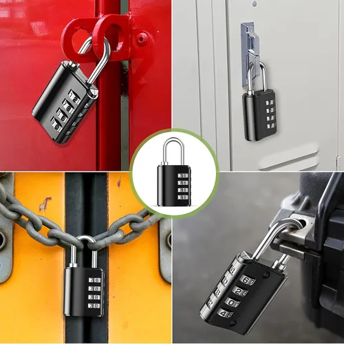 Vista 7 de KeeKit Cerradura de combinación, candado de combinación de 4 dígitos con llaves, cerradura de puerta impermeable reajustable para casillero