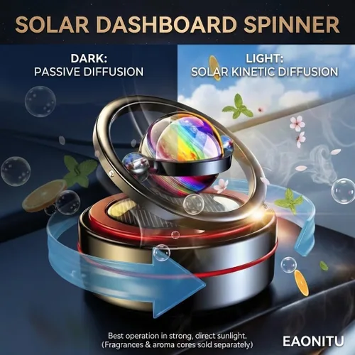 Vista 5 de Girador solar para salpicadero, difusor cinético para decoración de automóvil, accesorios automotrices con temática espacial, intercambio de regalos