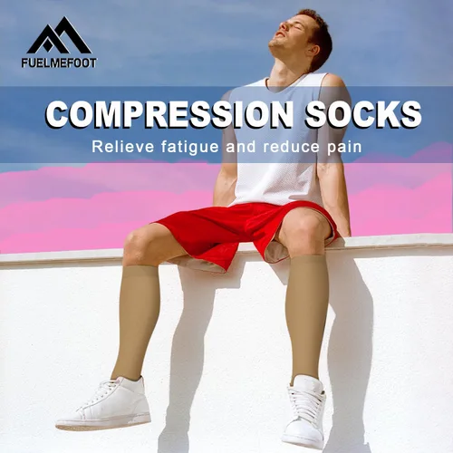 Vista 3 de FuelMeFoot 6 pares de calcetines de compresión para mujeres y hombres, 15-20 mmHg, soporte graduado hasta la rodilla, calcetines para enfermeras