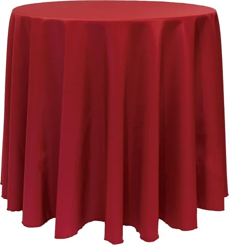 Vista 52 de Ultimate Textile Mantel redondo de lino de poliéster de 132 pulgadas, color rojo festivo