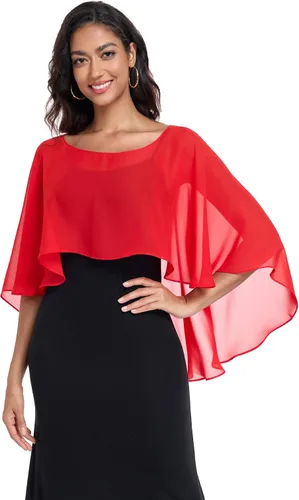 Vista 12 de Sheer Shawls and Wraps for Evening Dresses Chiffon Capes for Women Negro