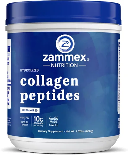 Vista 7 de Zammex Péptidos de colágeno alimentados con pasto tipo 1 y 3 sin sabor, proteína keto rica en péptidos para mezcla de café y bebidas, soporte