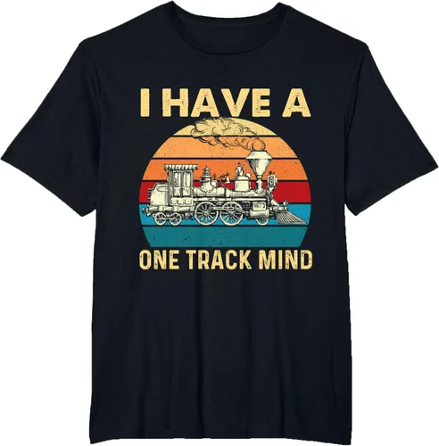 Vista 36 de Camiseta con texto en inglés "I Have A One Track Mind - Trainspotter Model Train Railroad, Negro, S