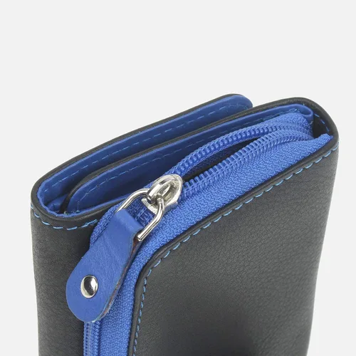 Vista 3 de AlphaHide Billetera de tres pliegues para mujer, cartera de tarjetas de crédito para mujer, monedero con cremallera, RFID
