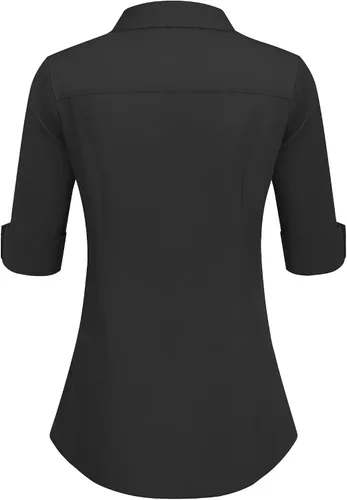 Vista 3 de Camisa de algodón ceñida Hotouch para mujer, manga 3/4, con botones, Moderno / Equipada, S