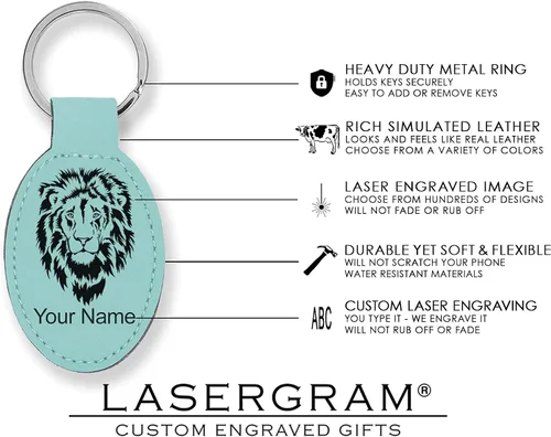Vista 5 de LaserGram Llavero ovalado, tapa de graduación de clase 2024, 2025, 2026, 2027, grabado personalizado incluido, verde azulado, Mediana