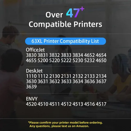 Vista 2 de 63XL - Cartuchos de tinta negros de repuesto para HP 63 63 XL para impresora HP OfficeJet 3830 5255 Envy 4520 4512 DeskJet 1112 3630 3632 2132