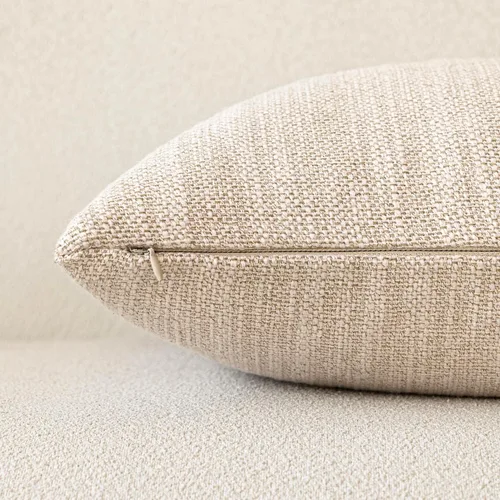 Vista 2 de Foindtower Juego de 2 fundas de almohada decorativas de lino de arpillera con textura, fundas de cojín bohemias de estilo rústico, funda de almohada