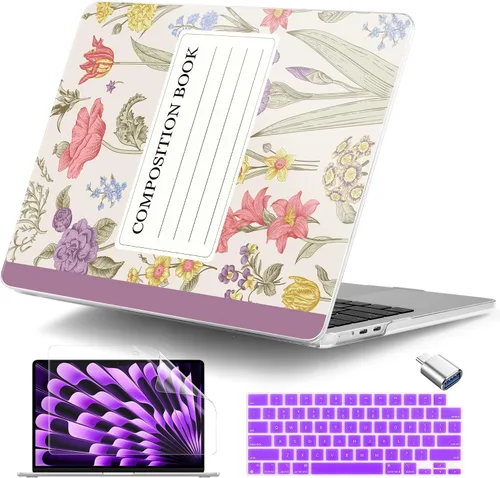 Vista 22 de Funda para MacBook Air de 15 pulgadas M5 M4 M3 M2 Chip 2026 2025 2024 2023 (modelo A3448 A3241 A3114 A2941), carcasa rígida con cubierta de teclado