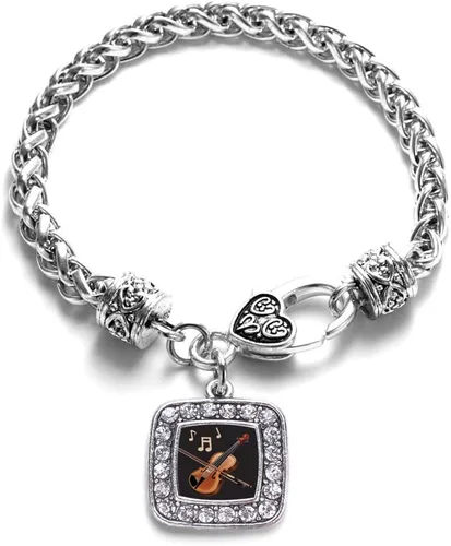 Vista 217 de Pulsera de dijes cuadrados de plata con joyería de circonita cúbica